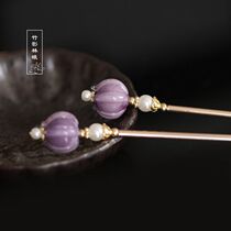 Purple Lily of the Valley simple magic stick hairpin all day hair hairpin hair ball head dress song Han suit accessories