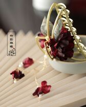 Hair catch female summer red Hanfu flower accessories hairclip edge clip ancient costume Tang style rear pressure plate hair ball head grab clip