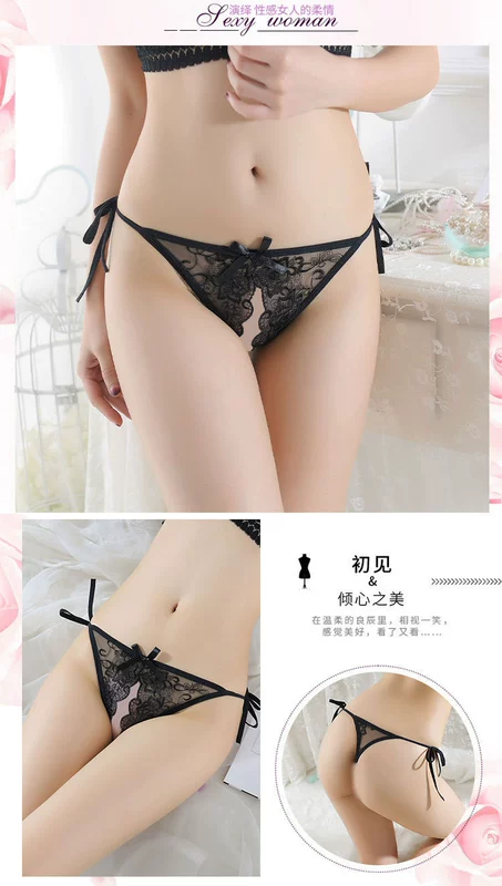 Mới đồ lót gợi cảm của phụ nữ thông ren-up ren eo thấp nóng bỏng sexy cám dỗ quần tất lưới trong suốt đam mê - G-string