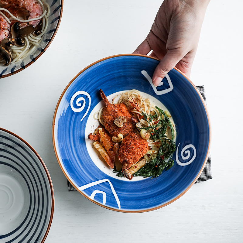 Shed in Japanese largest beef noodles in soup bowl of household ceramics rainbow such use pasta noodles rainbow such to use retro fruit salad bowl