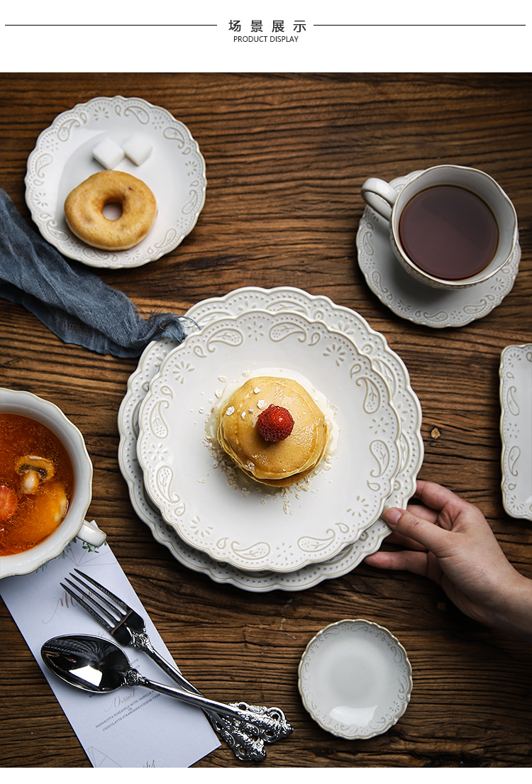 Selley American retro anaglyph lace ceramic tableware dishes western - style food dish salad dessert bowl of tea cups