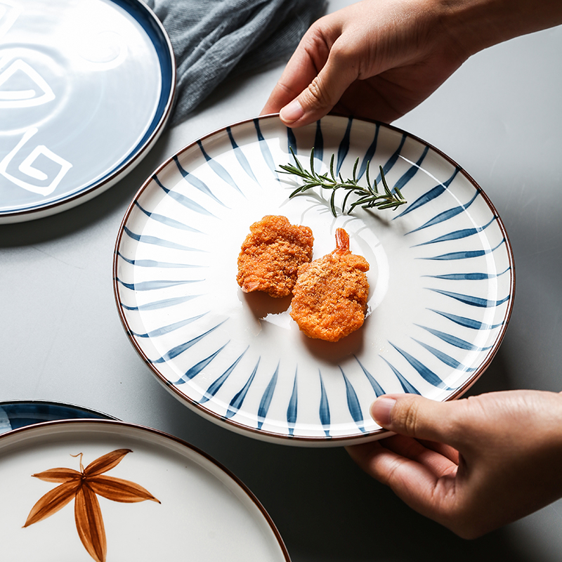 Selley Japanese ancient hand - made ceramic disc breakfast steak western food dish dish plates dessert salad on disk