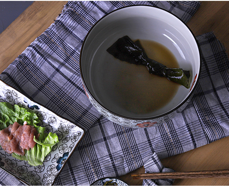 A Japanese 8 inches soup bowl with thick ceramic tableware without cover big bowl mercifully rainbow such use large household ceramics