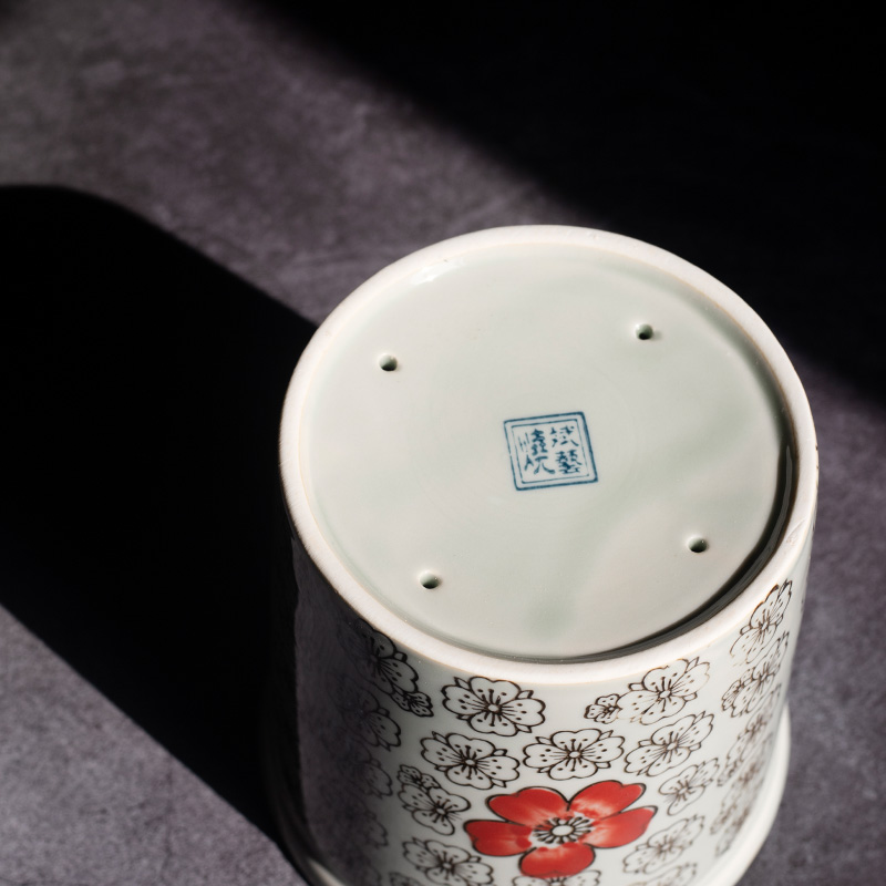 Take a hand - drawn glaze color ceramic base under Japanese chopsticks chopsticks cage tube of style restoring ancient ways of creative drop