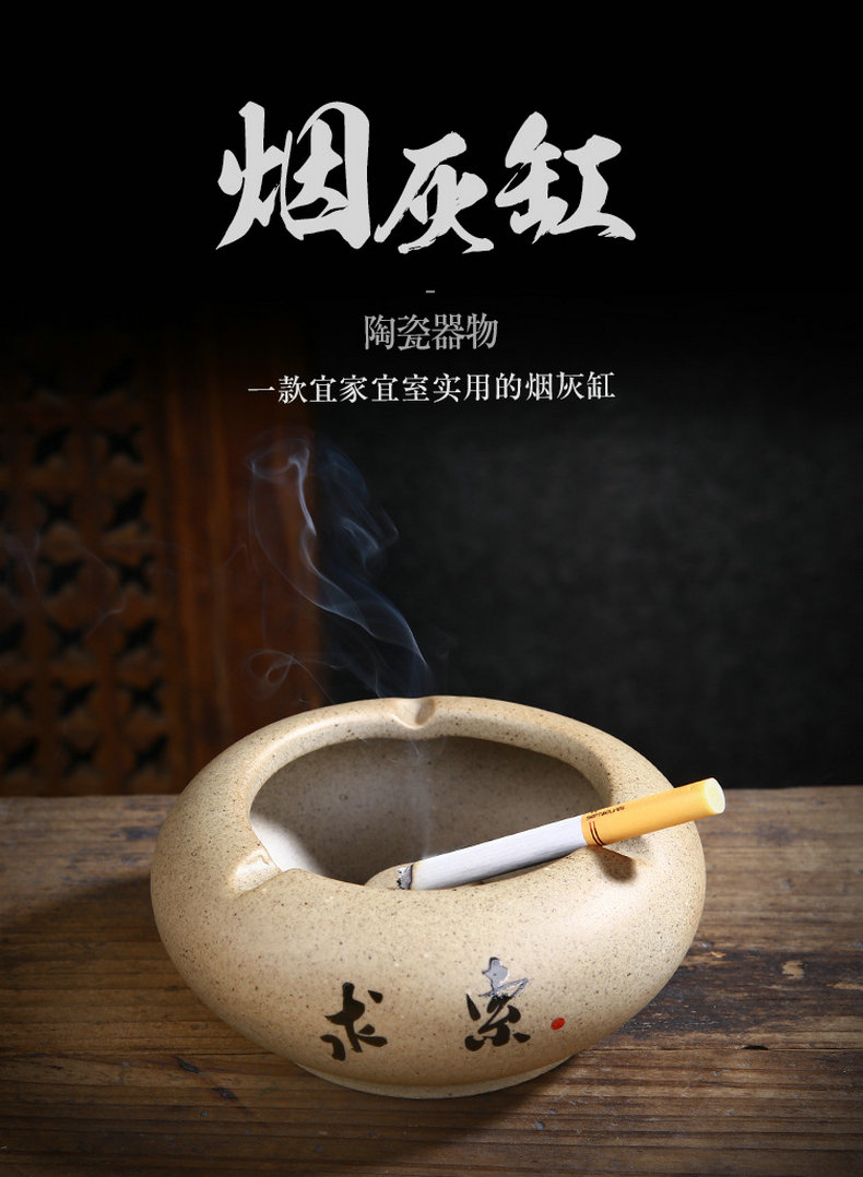 Coarse pottery large ashtray creative move ceramic ashtray Chinese style restoring ancient ways home sitting room wind ashtray furnishing articles