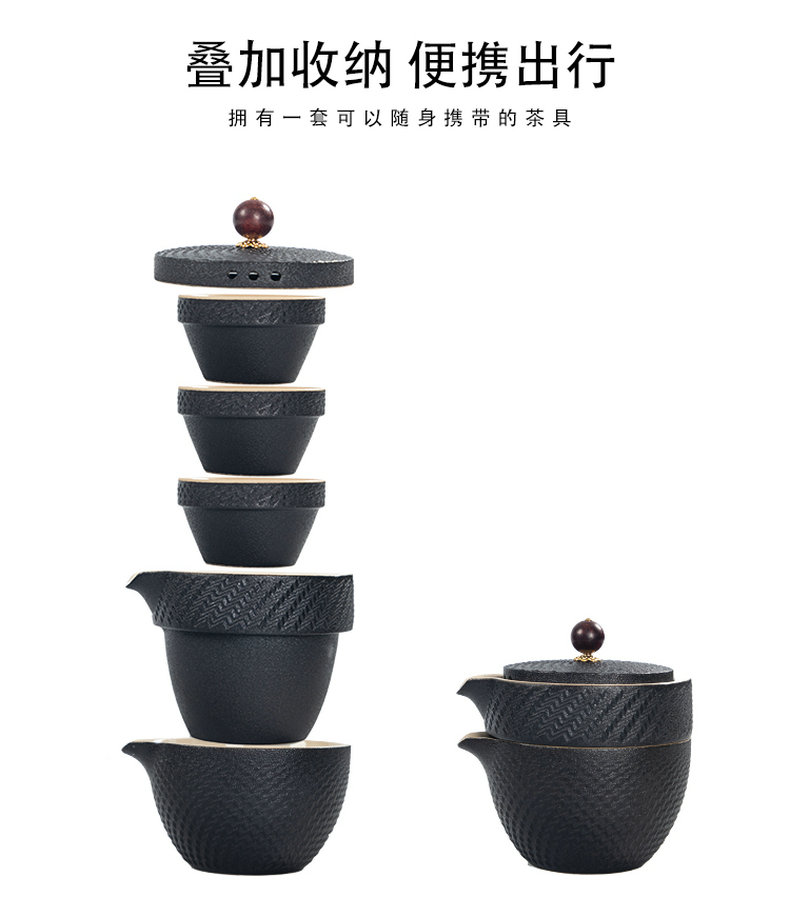 Black pottery to crack a pot of three portable car take to go to kung fu tea tray was travel tea set custom