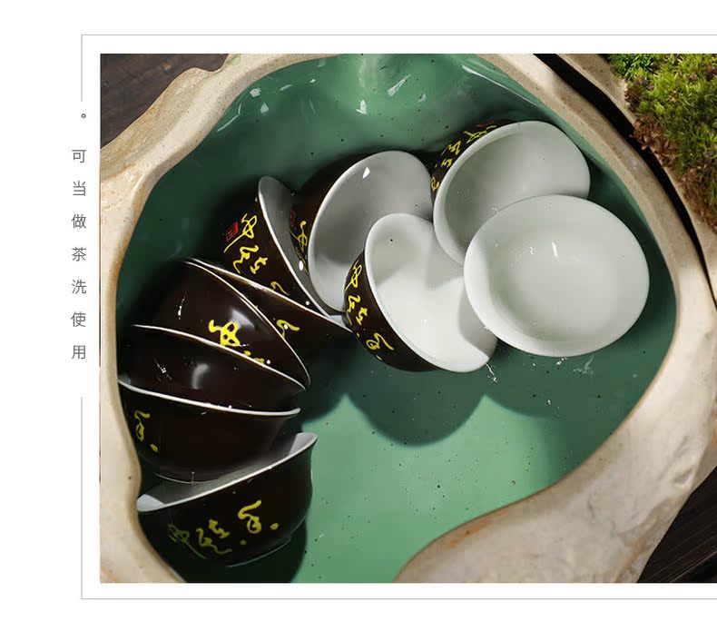 Restoring ancient ways of household coarse ceramic tea wash bowl imitation stone basin kung fu tea tea cups accessories asparagus potted plant