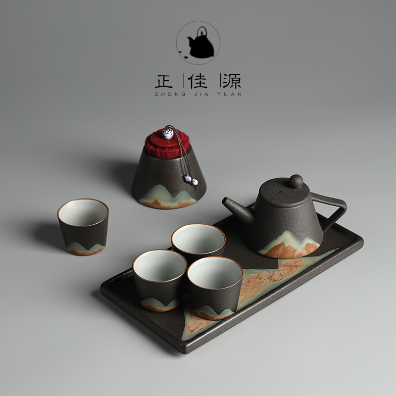 Positive Jiayuan Day Style Brief About Coarse Pottery Tea Set Home Utiliti Tea Furniture Small Suit Whole Set Of Home Office Gift Set Group