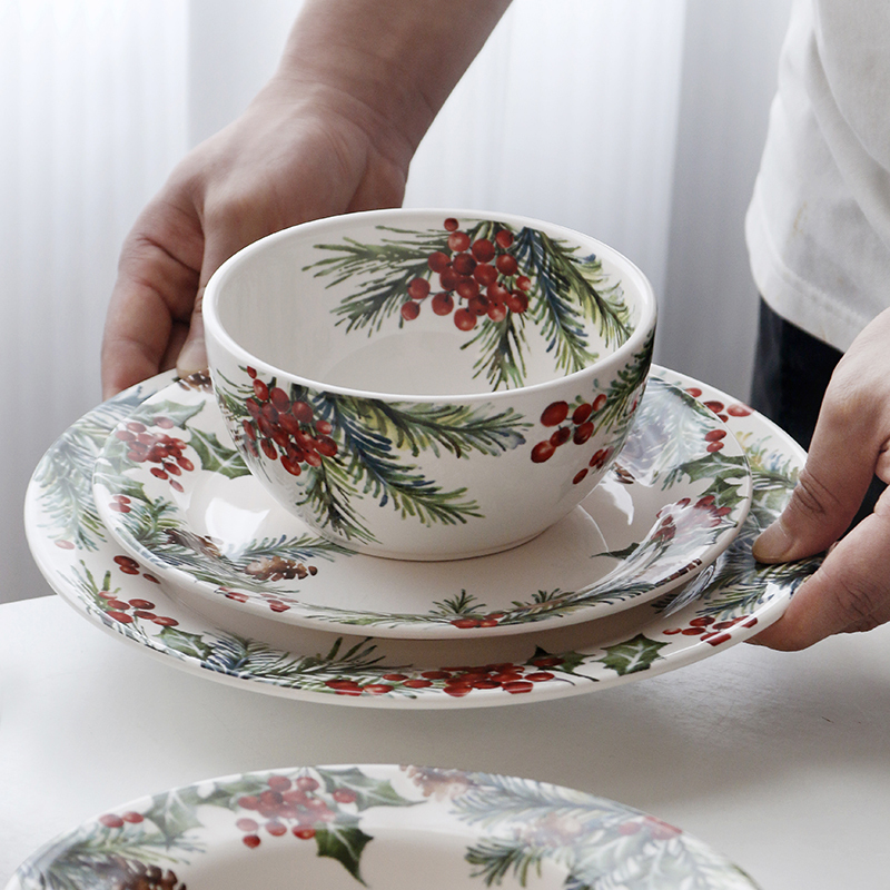 Creative Ceramic Plates, Home Use 2025 New Christmas Tableware, Steak, Pasta, Dessert Plates