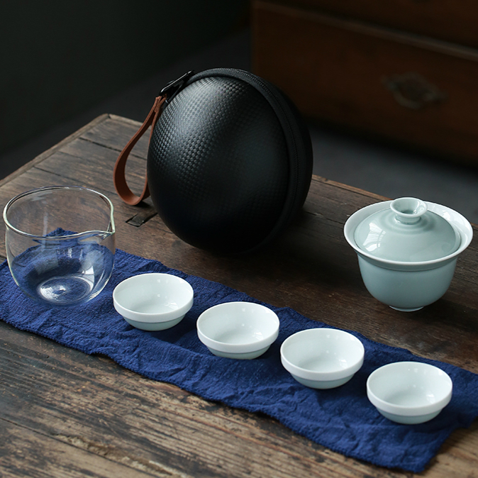 Ya xin ru up travel single Japanese a pot of tea set suit portable ceramic crack cup 2 cups the receive package