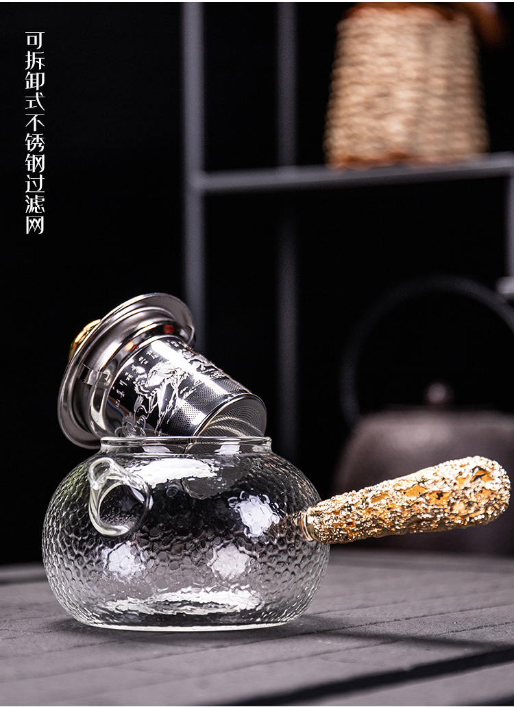 Ya xin company hall, crystal glass paint side the pu - erh tea teapot the boiled tea, the electric TaoLu hammer kung fu tea set