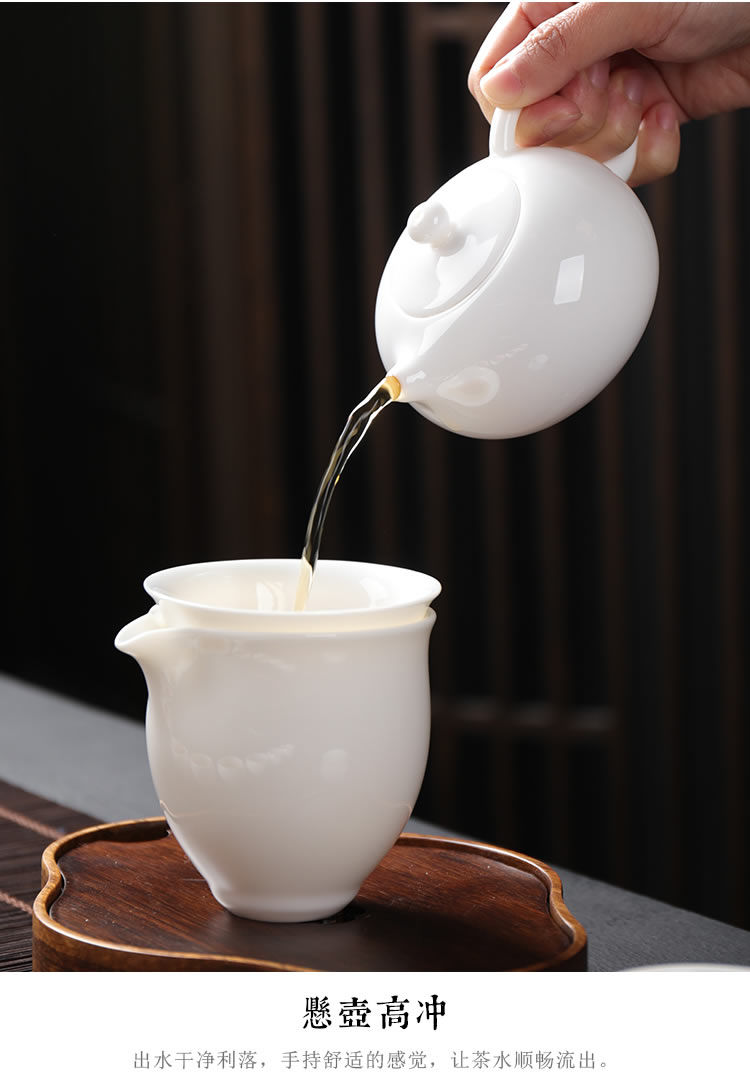 Ya xin company don white porcelain teapot xi shi pot manual single pot home suet jade porcelain teapot kung fu tea set