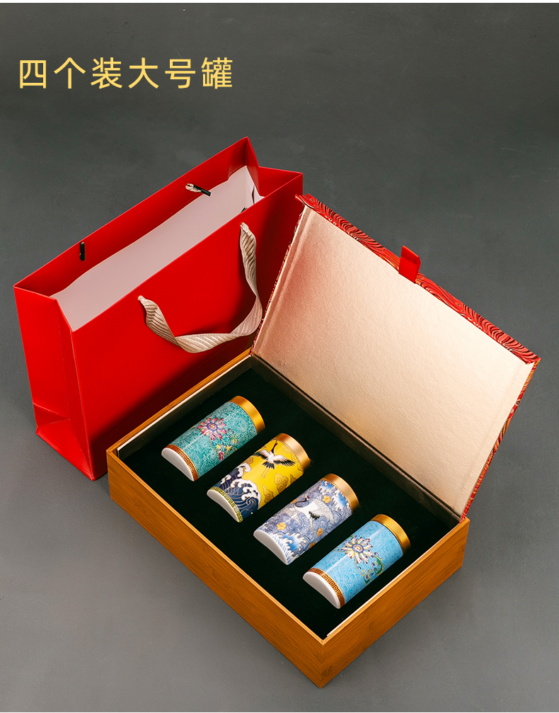 Ya xin colored enamel small mini caddy fixings manual alloy ceramic sealed storage tank and tea, portable tea warehouse