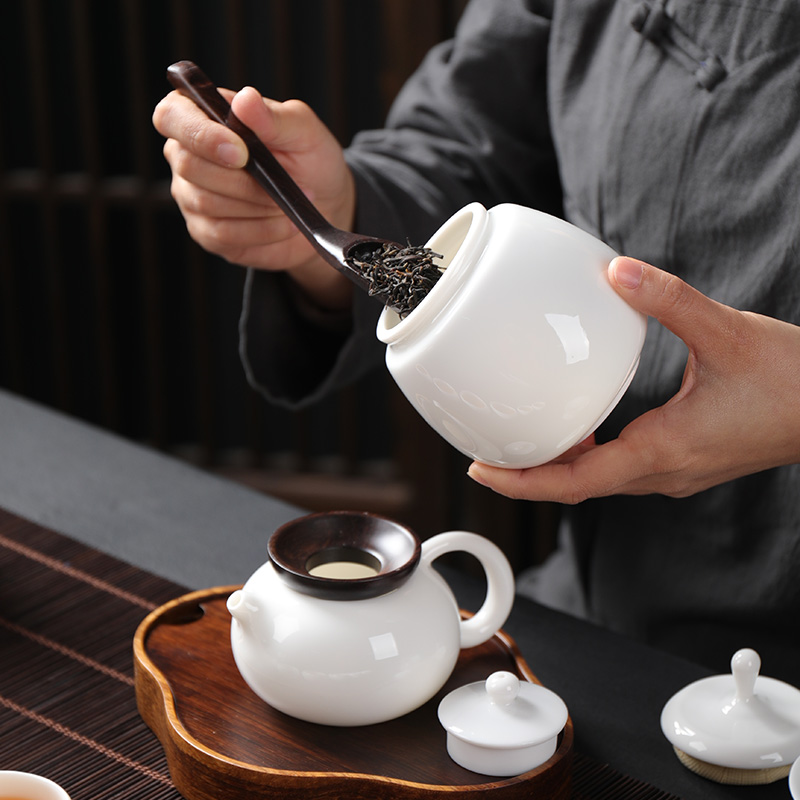 Ya xin company jade hall dehua porcelain tea pot ceramic small storage jar airtight white porcelain jar POTS of tea boxes