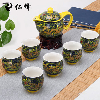 Tea Set Ceramic Anti-Scald Double-Layer Cup Kung Fu Tea Set Teacup Chinese Blue and White Porcelain Teapot Household Simple Large Size