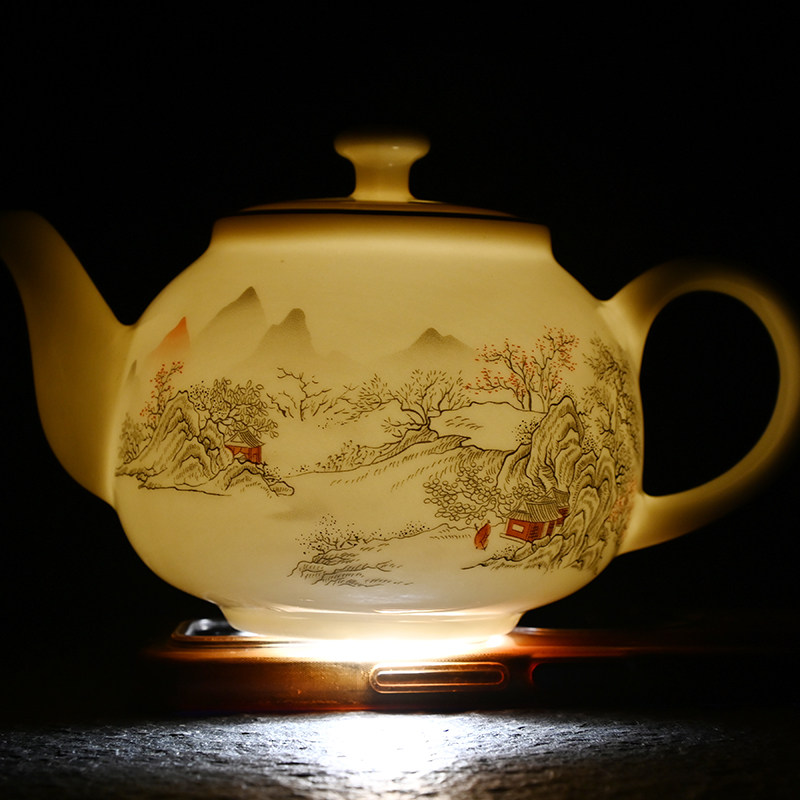 New Style Jadeite Floating Lid Tea Set, Light Luxury Household Kung Fu Tea Set, Living Room Tea Pot, Teacup, Tea Tray