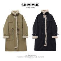 SHIYIYUE Tie Cotton suit jacket female winter crowds add velvet loose medium long plasma plush coat