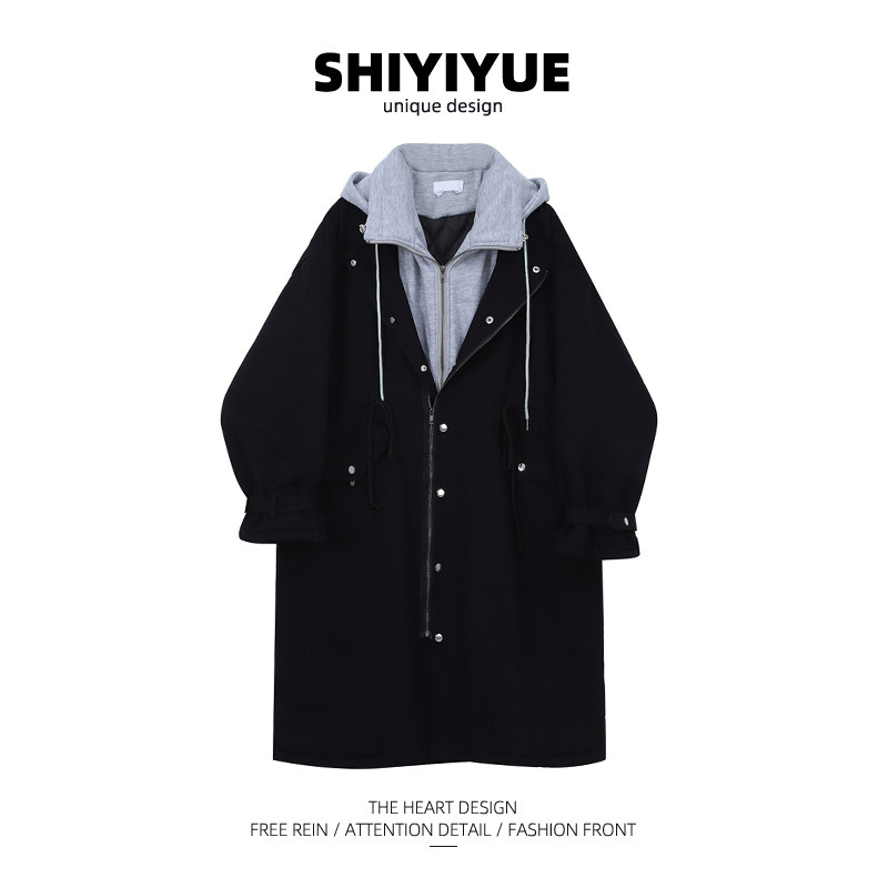 SHIYIYUE fake two-piece stitching cotton jacket women's mid-length autumn and winter design sense new over-the-knee coat jacket