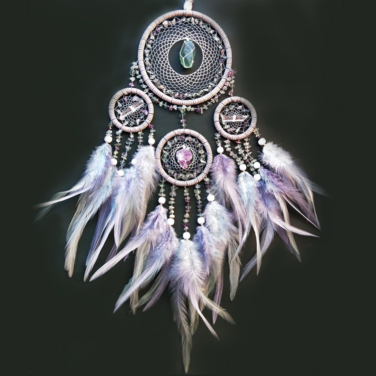Nanfeng dream weaving original wonderful ability Crystal fluorite Indian dream catcher Wind chimes Wall hanging gentle gift