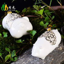 Min Yuan exquisite silver tea ceremony tea table tea tray decoration creative tea play cute piggy handmade tea accessories