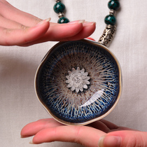 Min Yuan Sterling Silver Cup Tianmu Jianzhan Tea Kung Fu Tea Cup ceramic master Cup single cup silver tea set Tea Cup