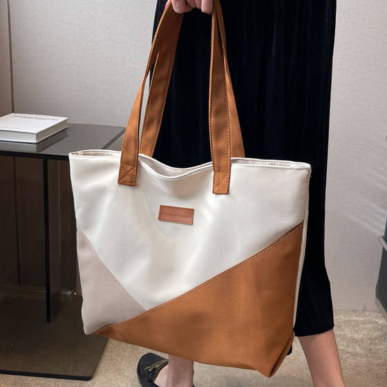 Korean Style Large-Capacity Bag for Women 2025 New Commuter Tote Bag Single Shoulder Bag College Student Large Bag Tote Bag Canvas Bag