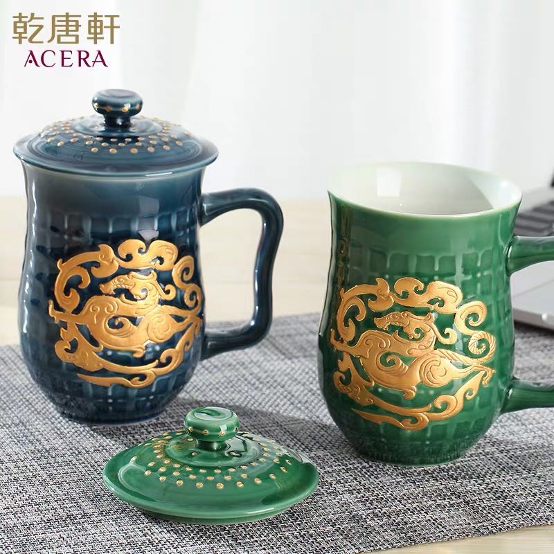 All done Tang Xuan porcelain cup coloured drawing or pattern high cup and cup boss office glass cup tea cup cup of the National People 's meets