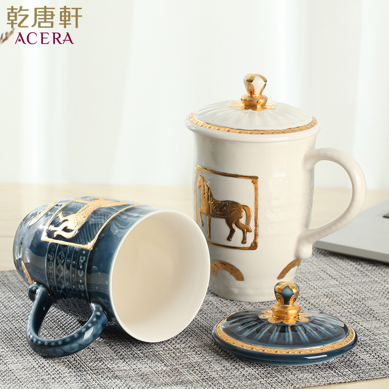 Do Tang Xuan porcelain cup royal horse tall office ceramic tea cup water in a cup