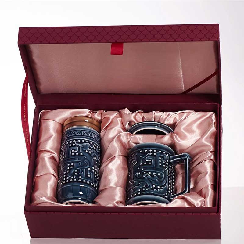 Do Tang Xuan porcelain longfeng gift boxes, portable CPU + business office ceramic cup with cover water in a cup