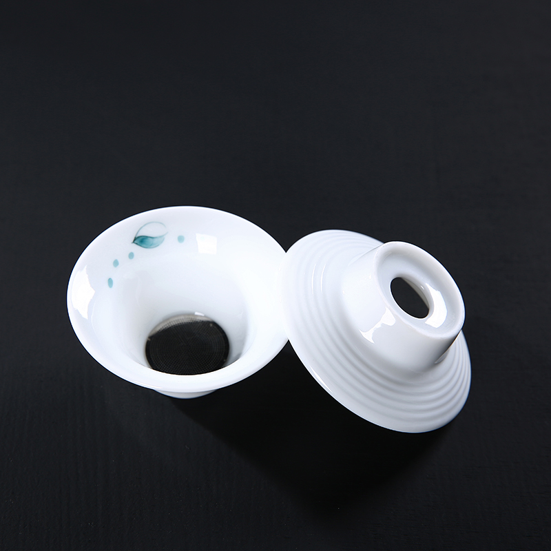 Dehua white porcelain ceramic creative hand - made) net is tea tea, tea tea set filter frame accessories
