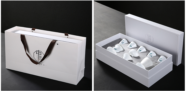 Dehua white porcelain kung fu tea set suit household contracted hand - made tea tea tea sets tea cup lid bowl