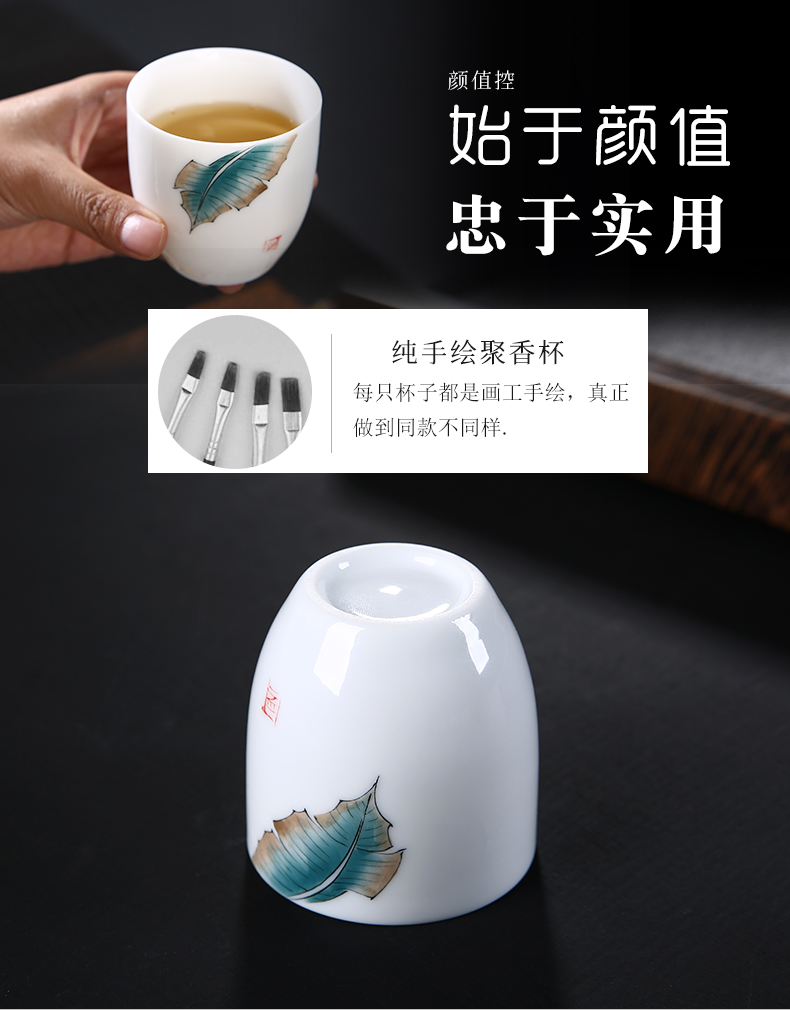 Sweet white glaze hand - made ceramic masters cup dehua white porcelain kung fu tea tea cup size, individual sample tea cup