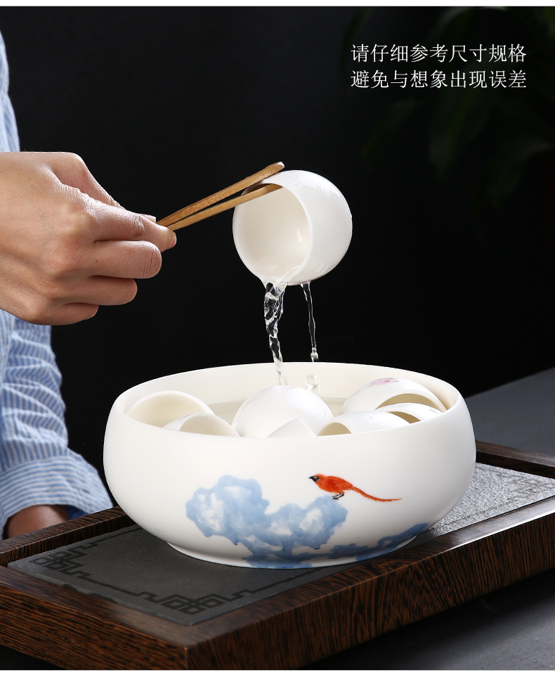 Dehua white porcelain kung fu tea accessories domestic tea spoon dry wash large tea tea master for wash hand cup