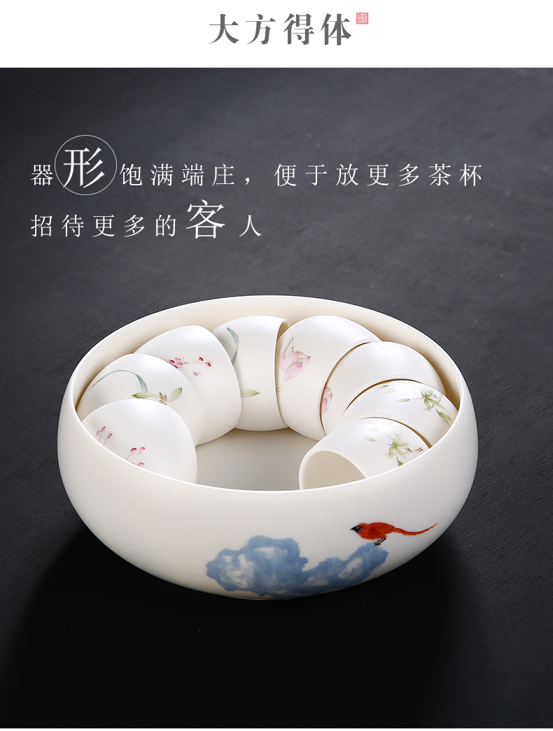 Dehua white porcelain kung fu tea accessories domestic tea spoon dry wash large tea tea master for wash hand cup