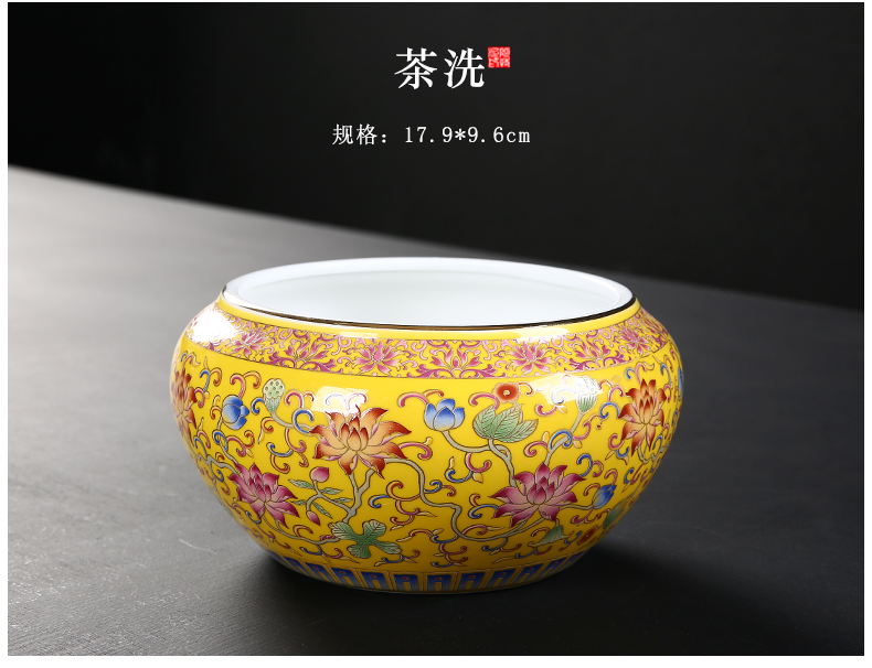 Colored enamel kung fu tea set domestic high - grade gift boxes restoring ancient ways ceramic teapot tea cups of tea set