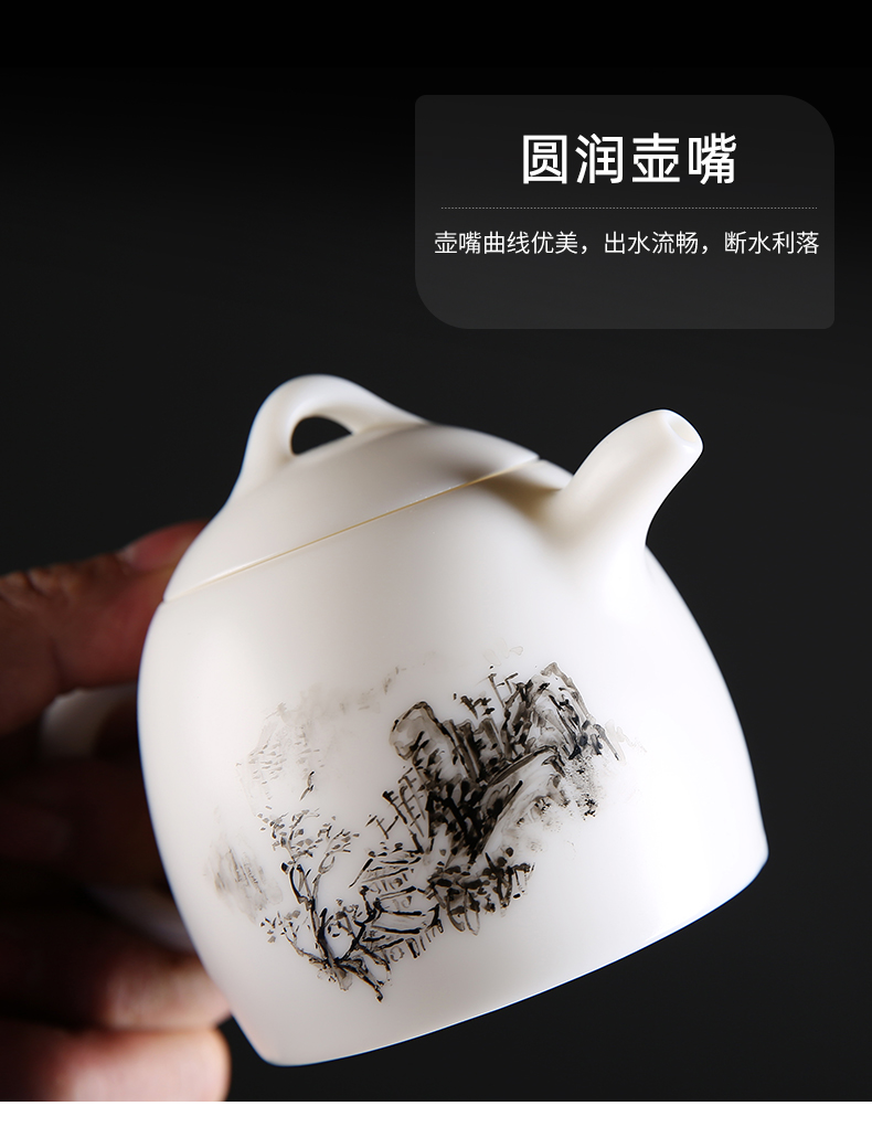 The 'elegant hall master manual single pot of suet jade porcelain teapot kung fu tea dehua white porcelain biscuit firing teapot household