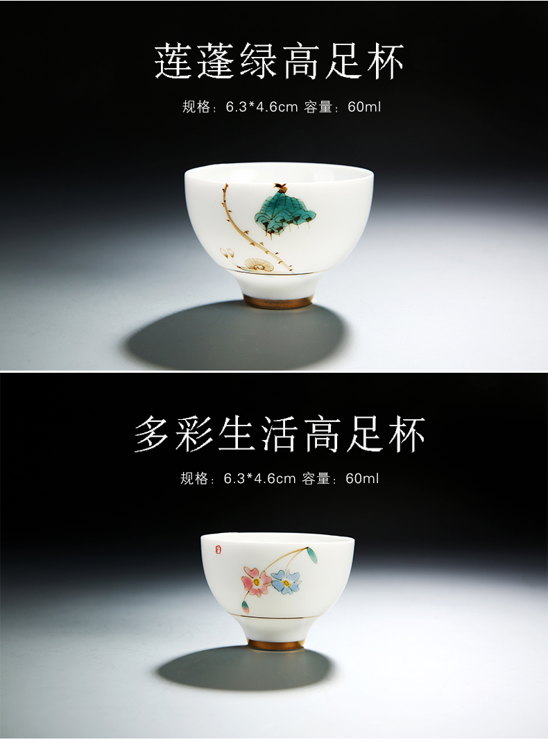 Hand - made ceramic masters cup jade porcelain cups kung fu tea cup single cup of tea light manual personal pu - erh tea sample tea cup