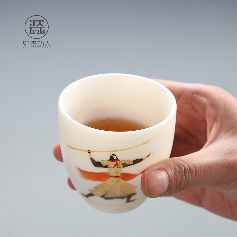 A Chinese Odyssey teacups hand - made sample tea cup tea by hand, dehua white porcelain cup Hong Kong master CPU