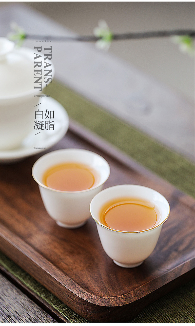To the as porcelain and moving dehua white porcelain teacup suet jade porcelain kung fu tea tea set thin foetus masters cup, cup sample tea cup