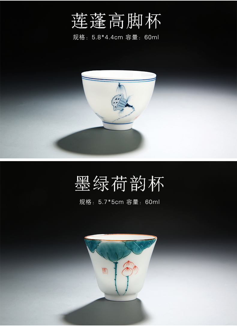 Hand - made ceramic masters cup jade porcelain cups kung fu tea cup single cup of tea light manual personal pu - erh tea sample tea cup