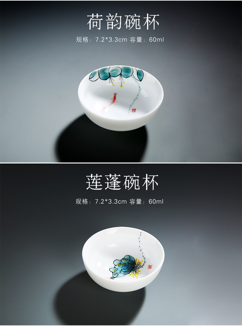 Hand - made ceramic masters cup jade porcelain cups kung fu tea cup single cup of tea light manual personal pu - erh tea sample tea cup