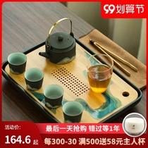 Japanese kung fu tea set household teapot tea cup ceramic dry bubble tea tray set simple office small tea table Tea Sea