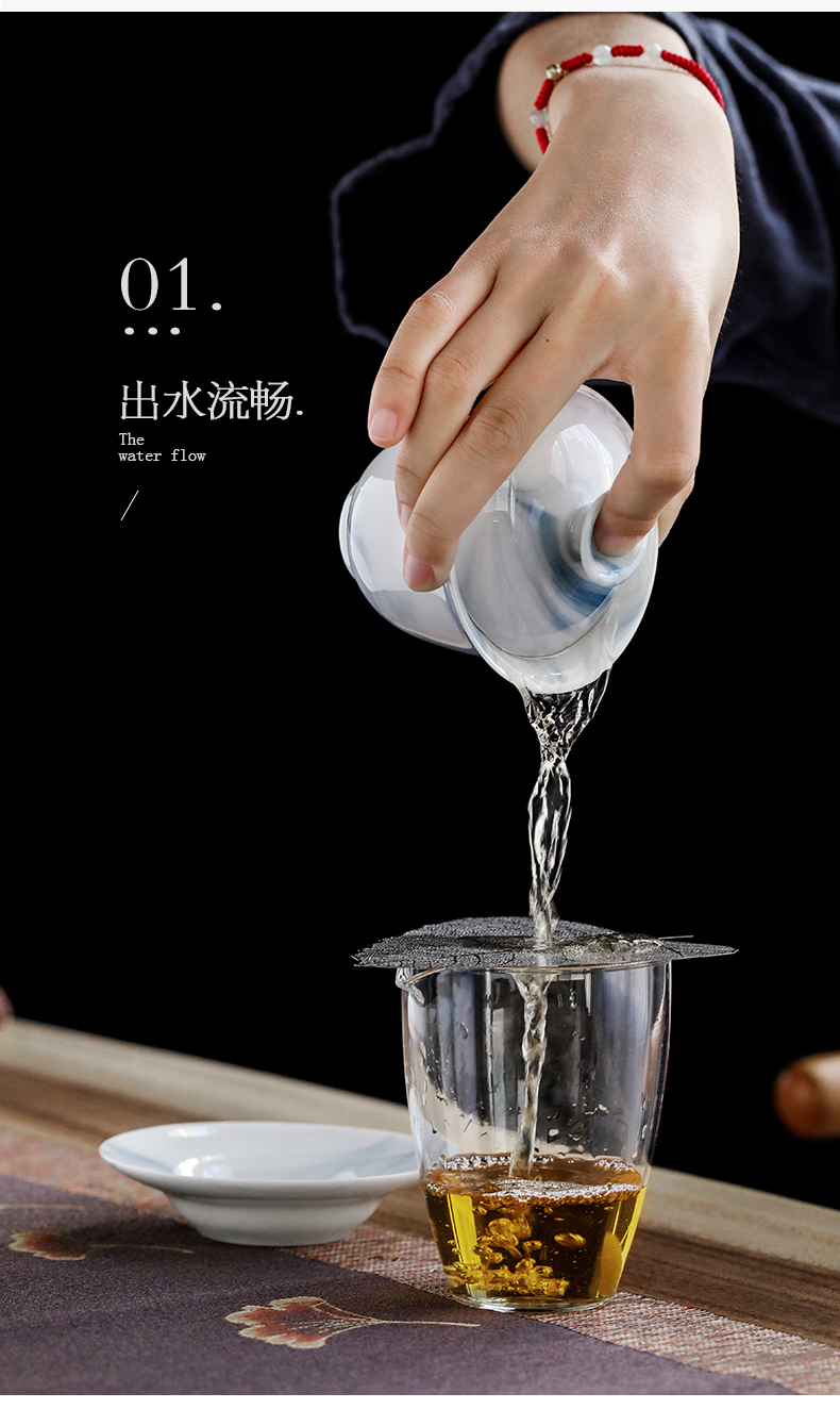 Japanese tea set suit household contracted ink zen wind kung fu tea set ceramic cups tureen gift customization