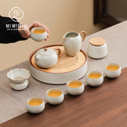 Such as Porcelain Moving Ru Kiln Kung Fu Tea Set Home Ceramic 2025 New Office Teapot Tea Tray Tea Cup