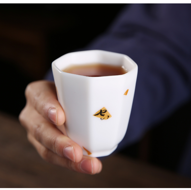 The 'hall, a pot of two cups of portable travel kung fu tea set dehua suet jade porcelain teapot master hand