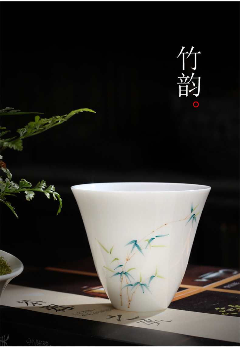 Hand - made teacup dehua white porcelain ceramic masters cup sample tea cup blue and white porcelain tea light household kung fu tea set