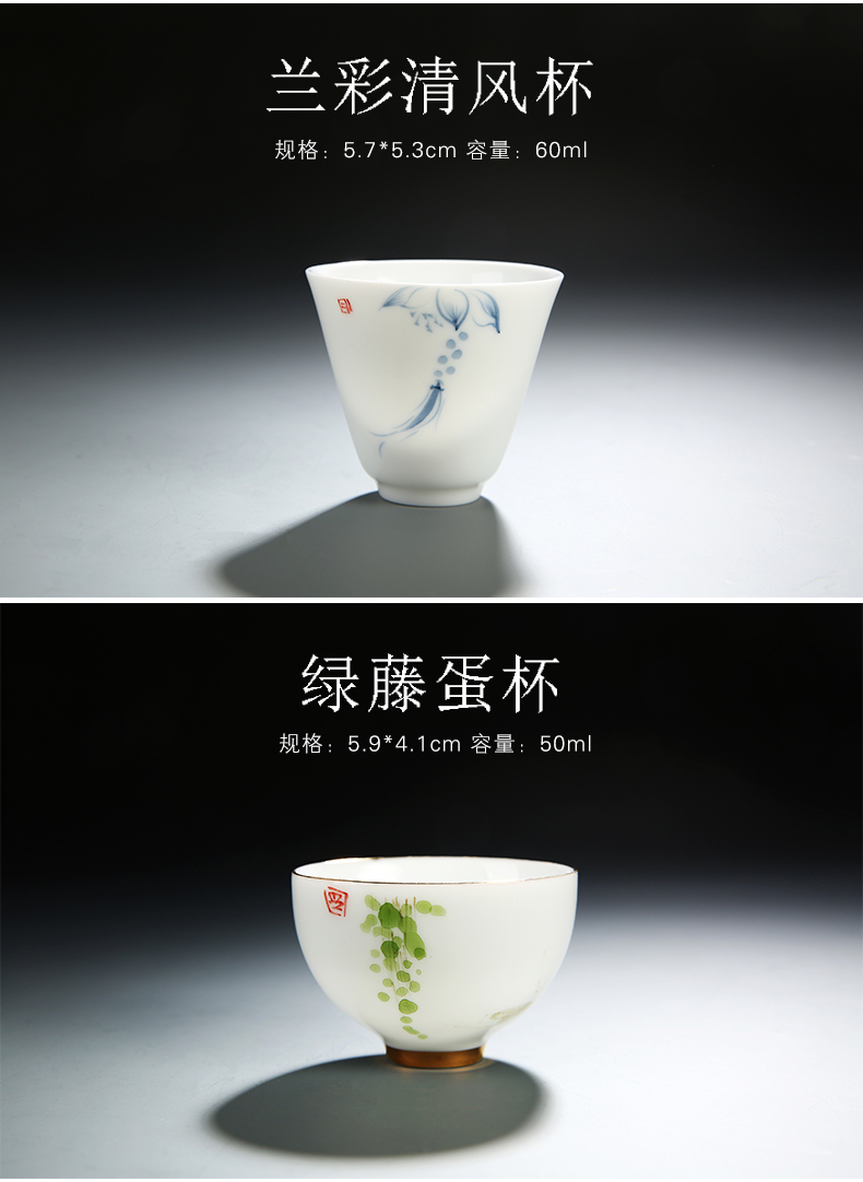 Hand - made ceramic masters cup jade porcelain cups kung fu tea cup single cup of tea light manual personal pu - erh tea sample tea cup