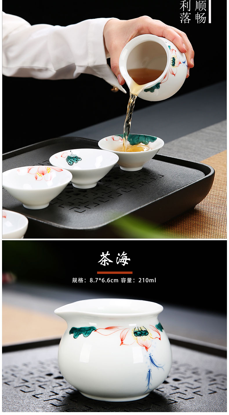 Kung fu tea cup set household contracted and I sitting room side of dehua white porcelain ceramic teapot hand - made tureen