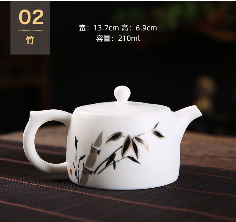 The 'elegant hall master manual single pot of suet jade porcelain teapot kung fu tea dehua white porcelain biscuit firing teapot household