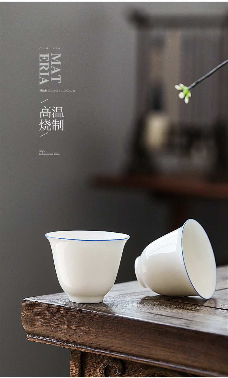 To the as porcelain and moving dehua white porcelain teacup suet jade porcelain kung fu tea tea set thin foetus masters cup, cup sample tea cup